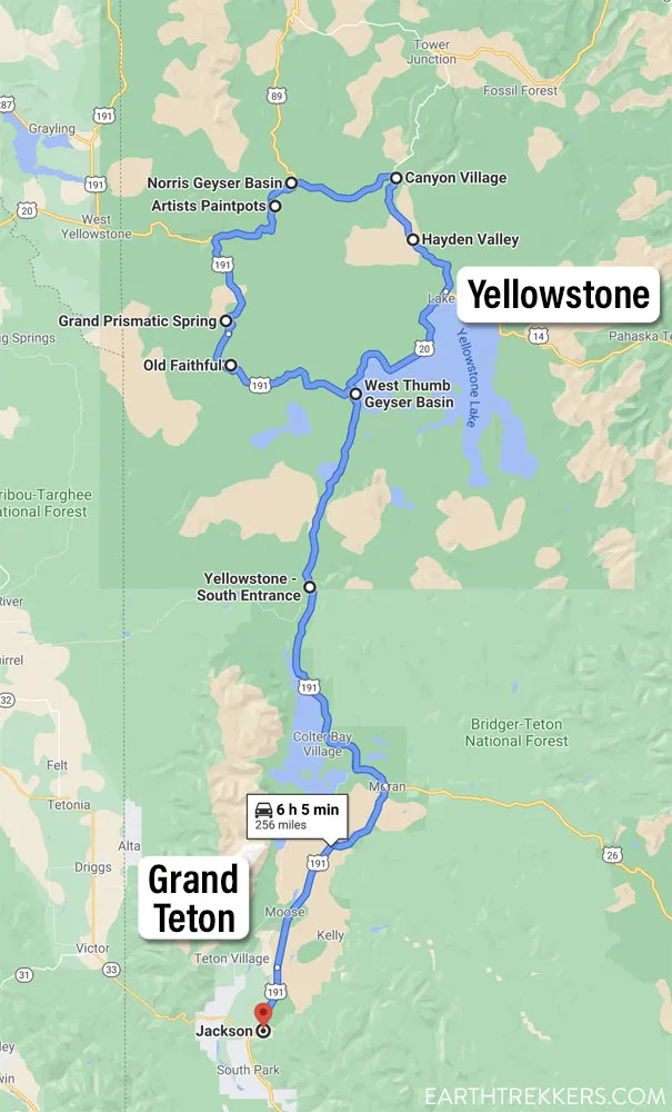 Yellowstone Day Trip Map