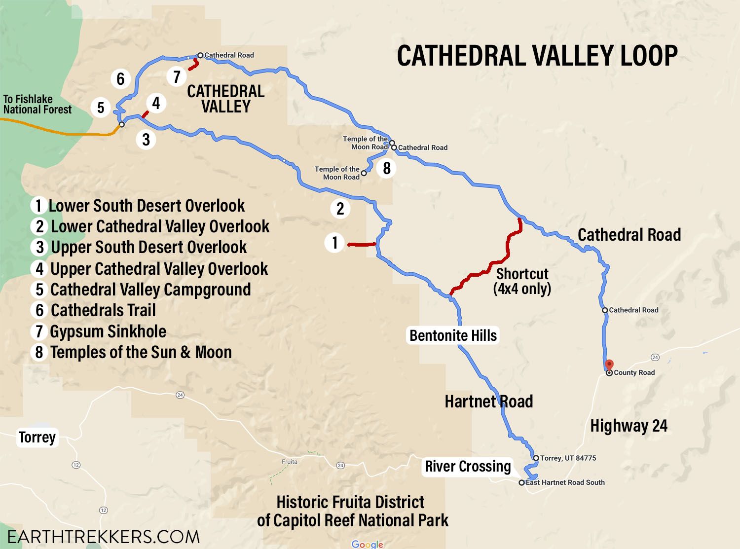 Cathedral Valley Map