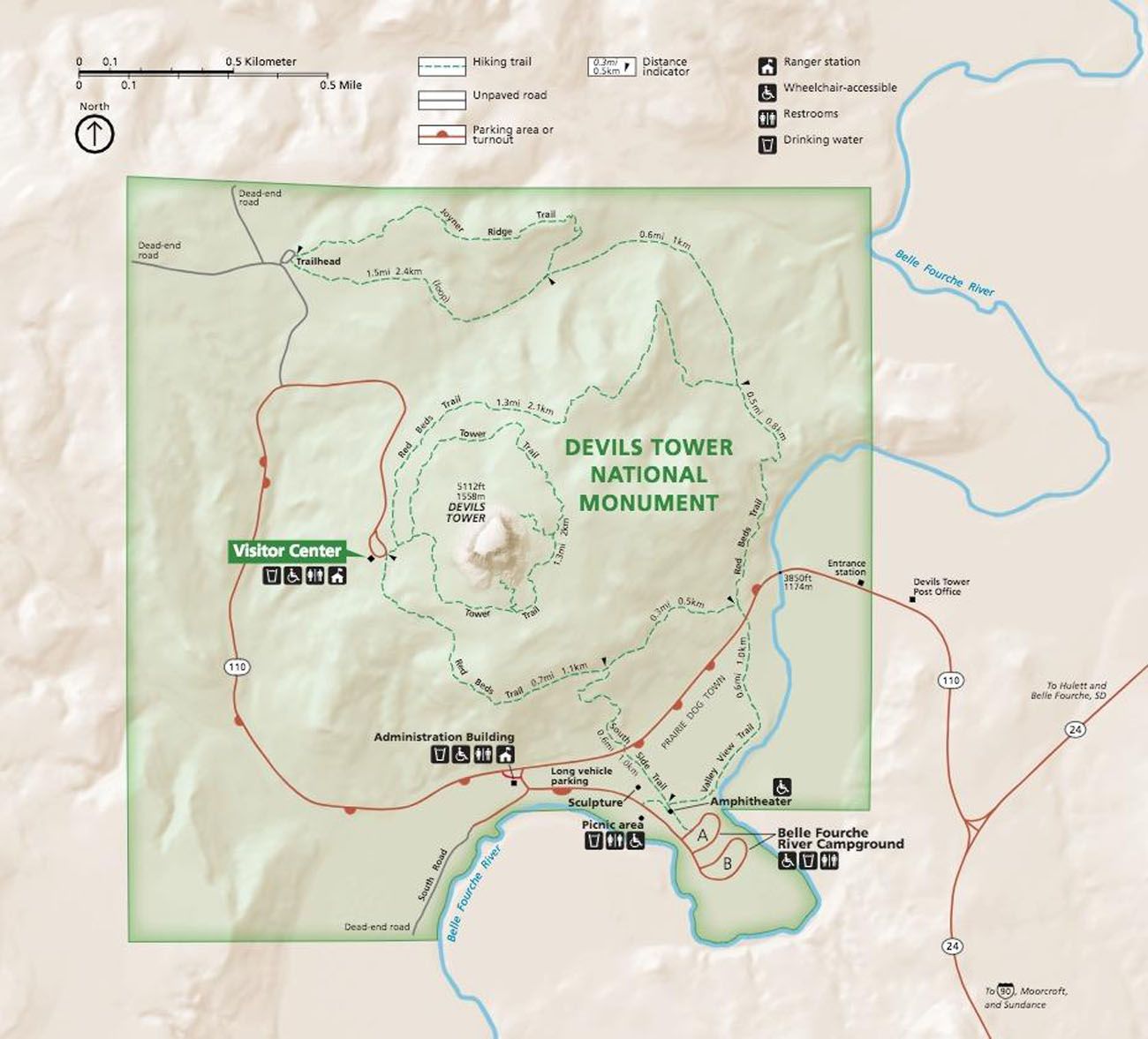 Map of Devils Tower NM