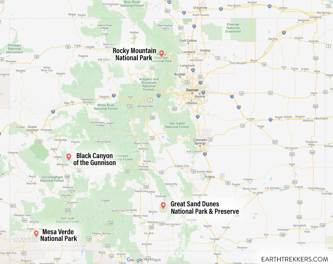 Map Colorado National Parks