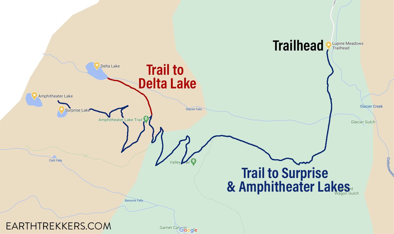 Map to Amphitheater Delta Lake