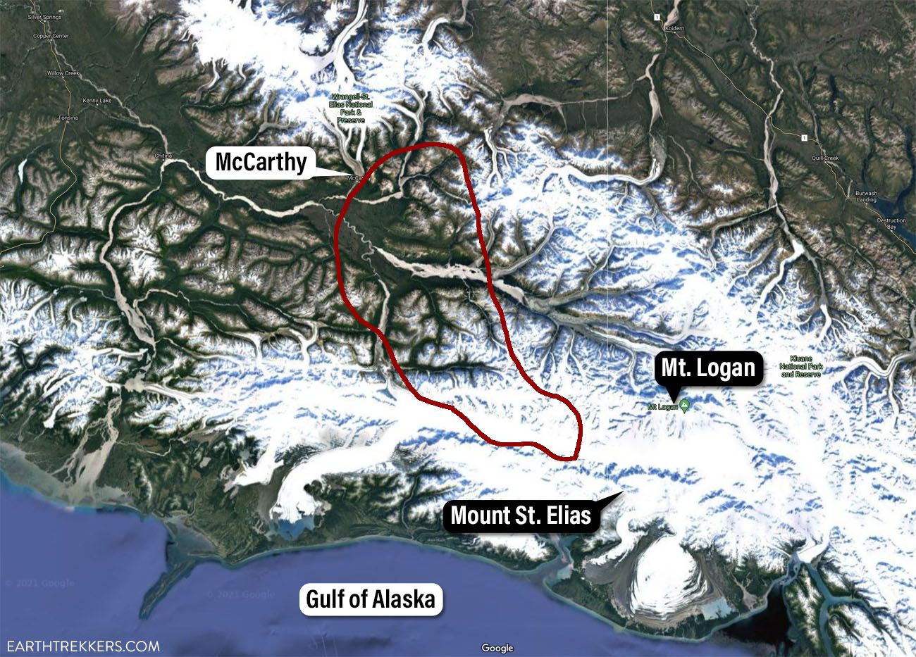 Bagley Icefield Flightseeing Map