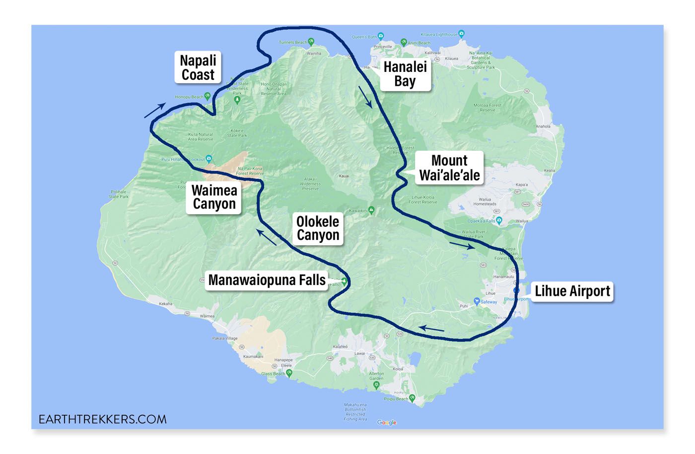 Kauai Helicopter Flight Map