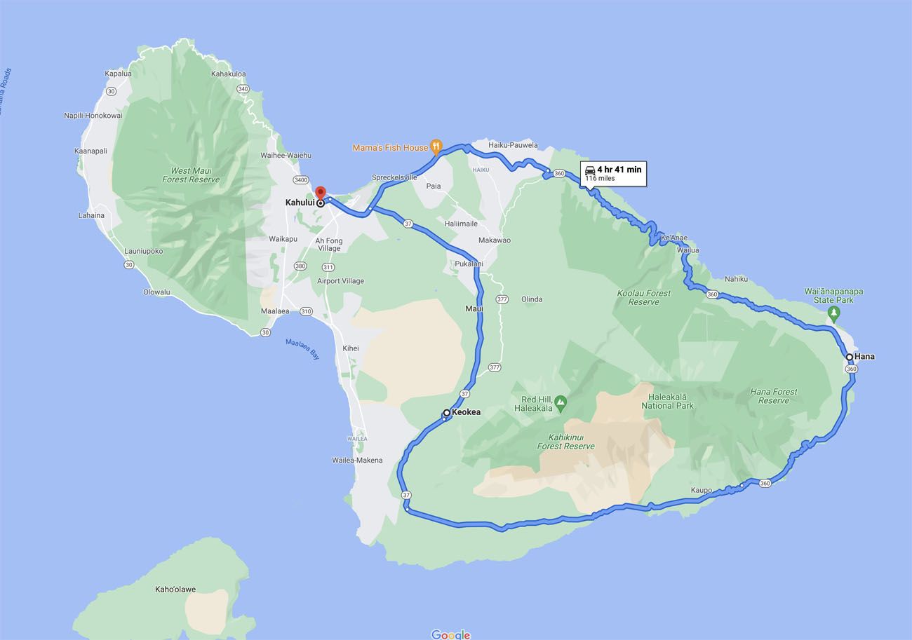 Road to Hana Loop Map
