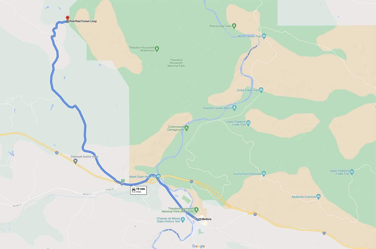 Map to Petrified Forest