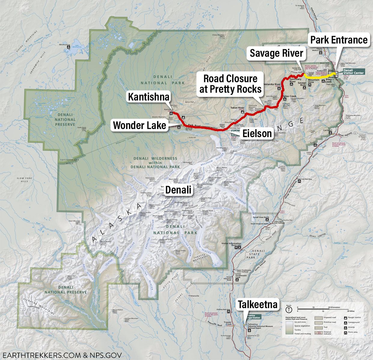 Denali Map with Road Closure