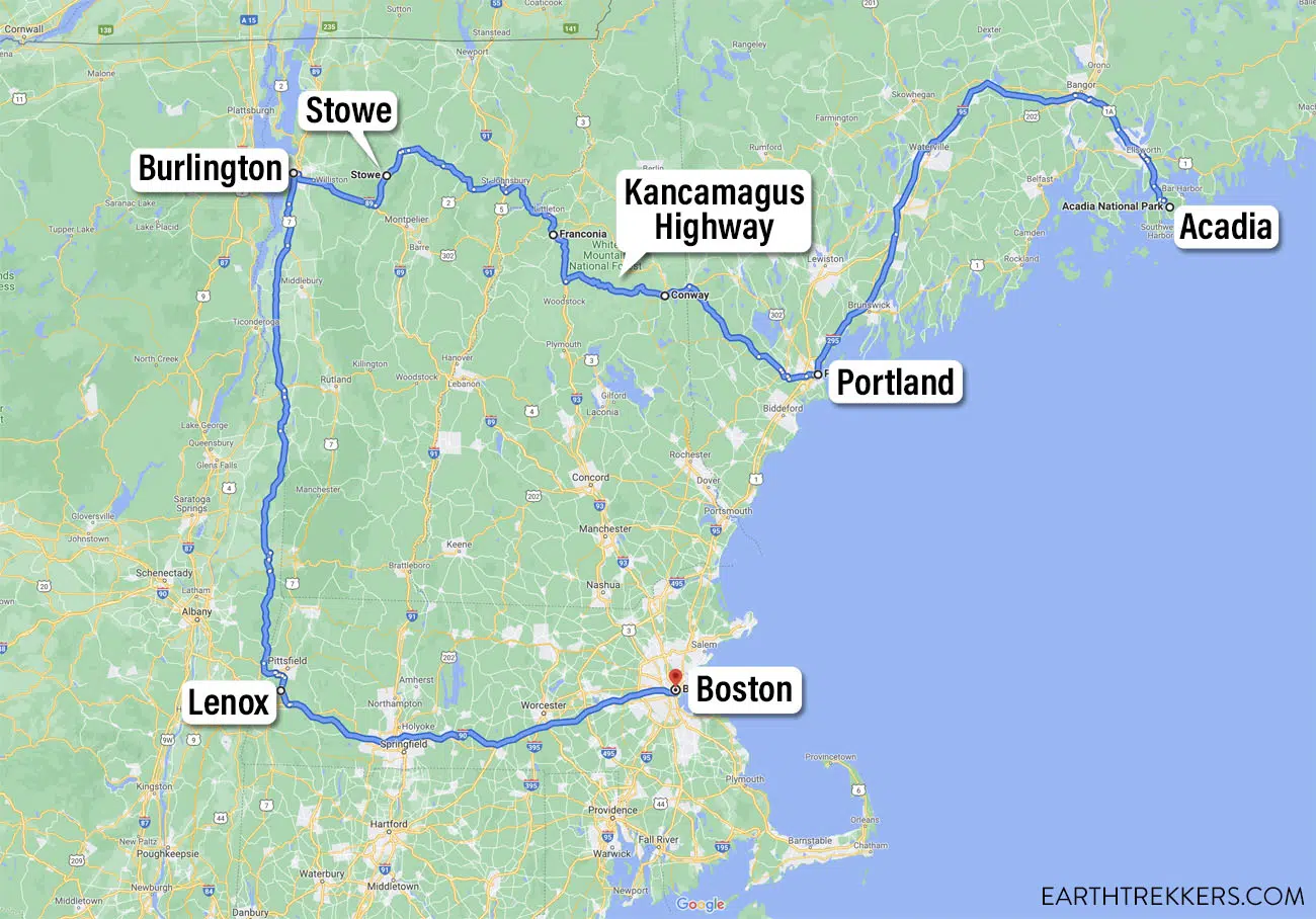 New England Road Trip Map