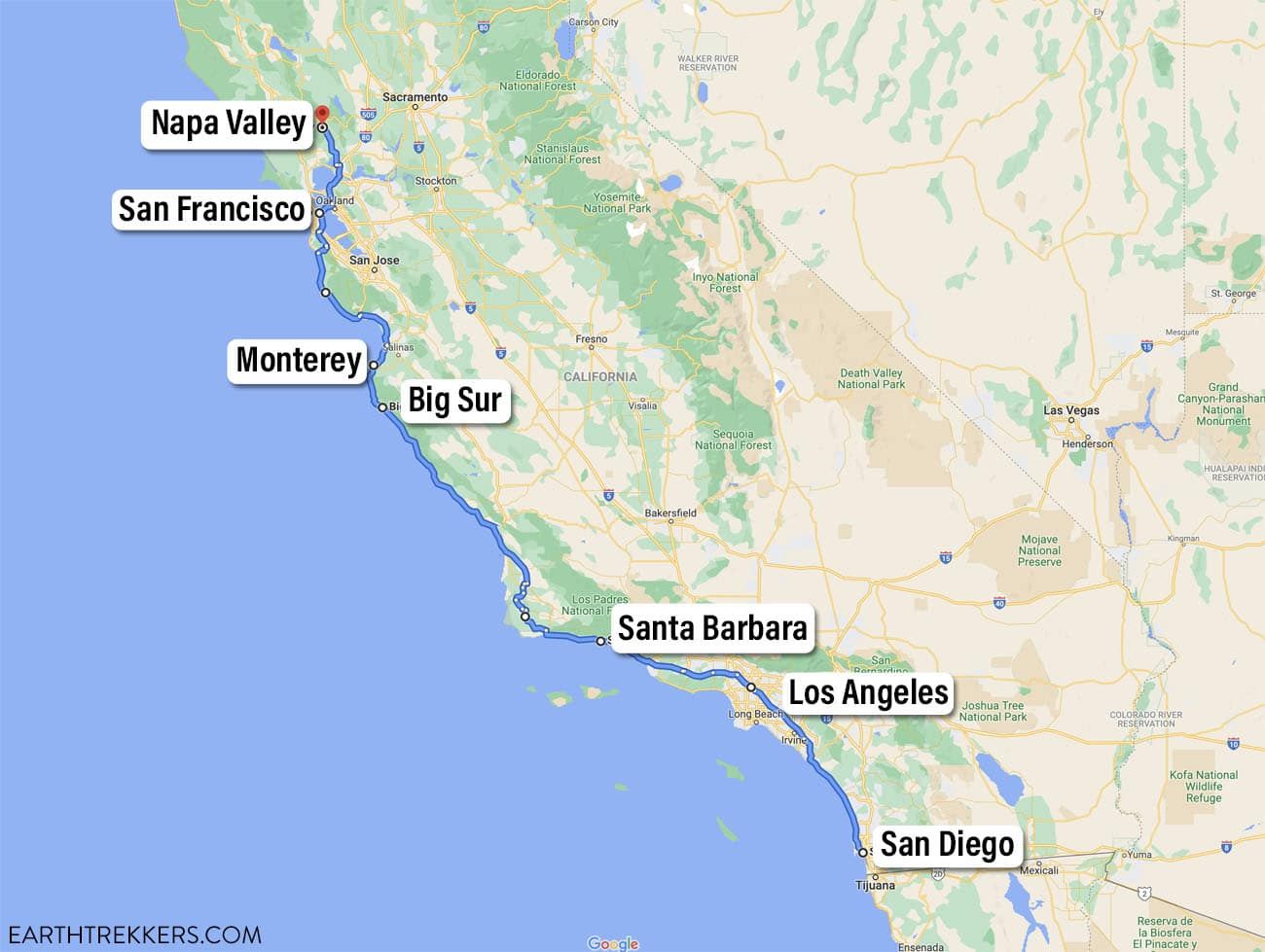 Pacific Coast Highway Map