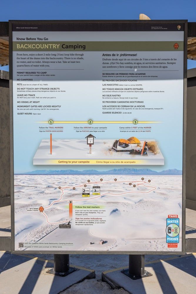 Backcountry Camping Map White Sands