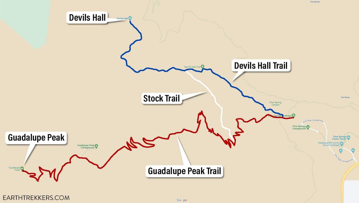 Guadalupe Peak Devils Hall Map