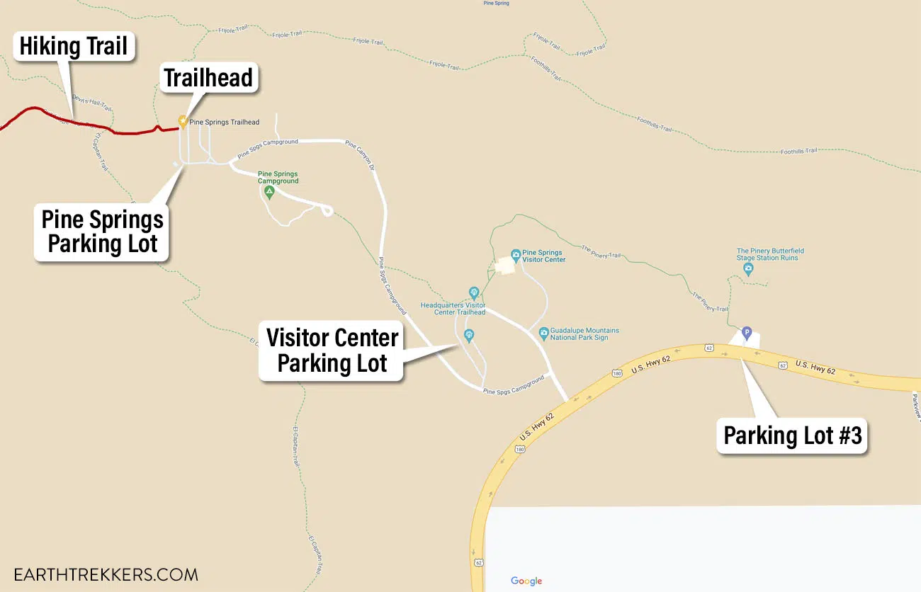 Guadalupe Trail Parking Map