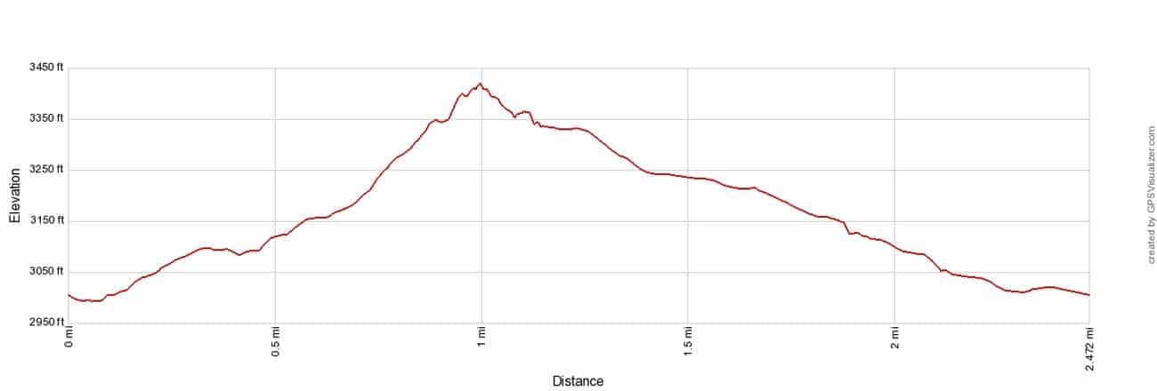 Mastodon Peak Loop Trail Elevation Profile