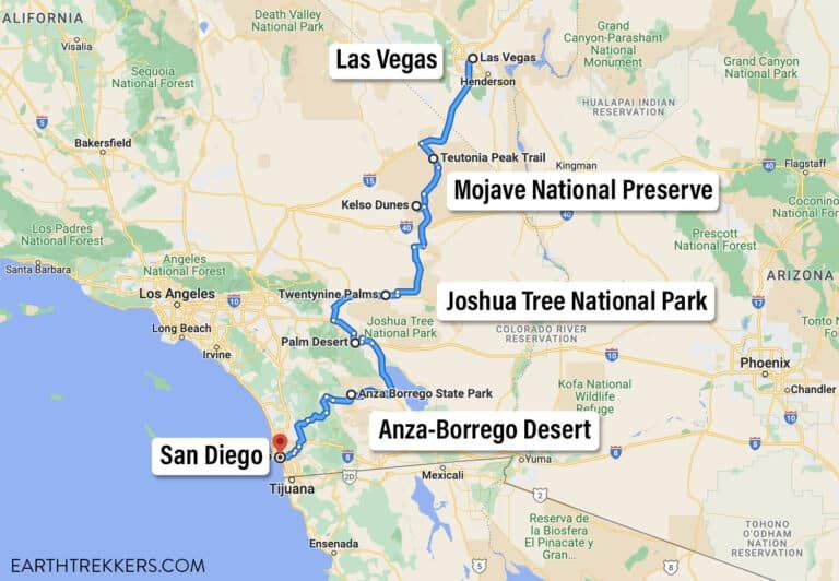 Las Vegas to San Diego 10 Day Road Trip Itinerary