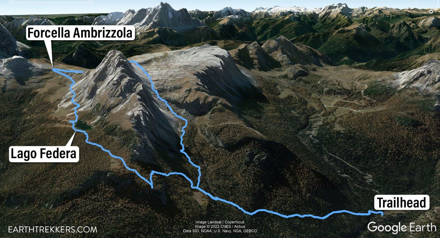 Croda da Lago Circuit Lago Federa Map