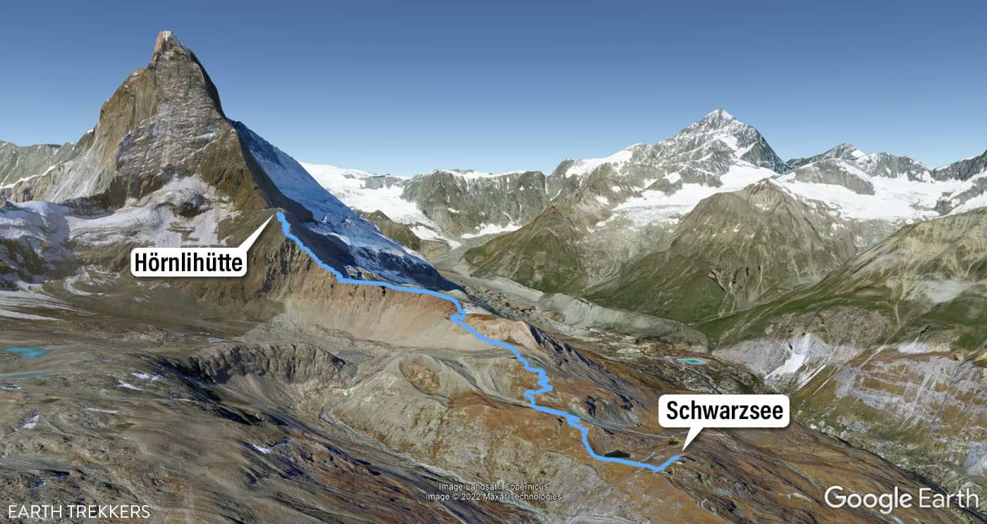 Hornlihutte Hike Map