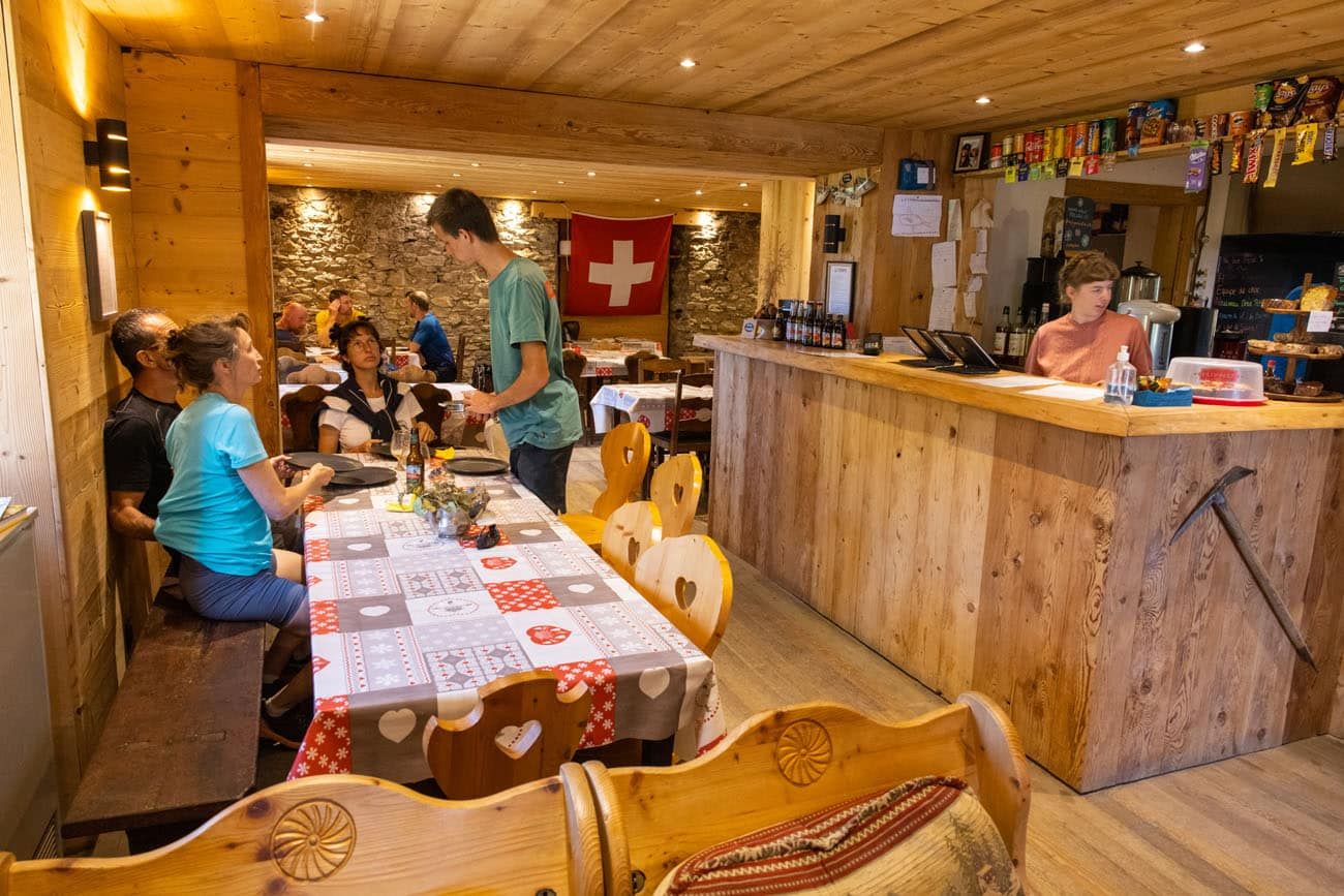 Inside Refuge du Col de Balme