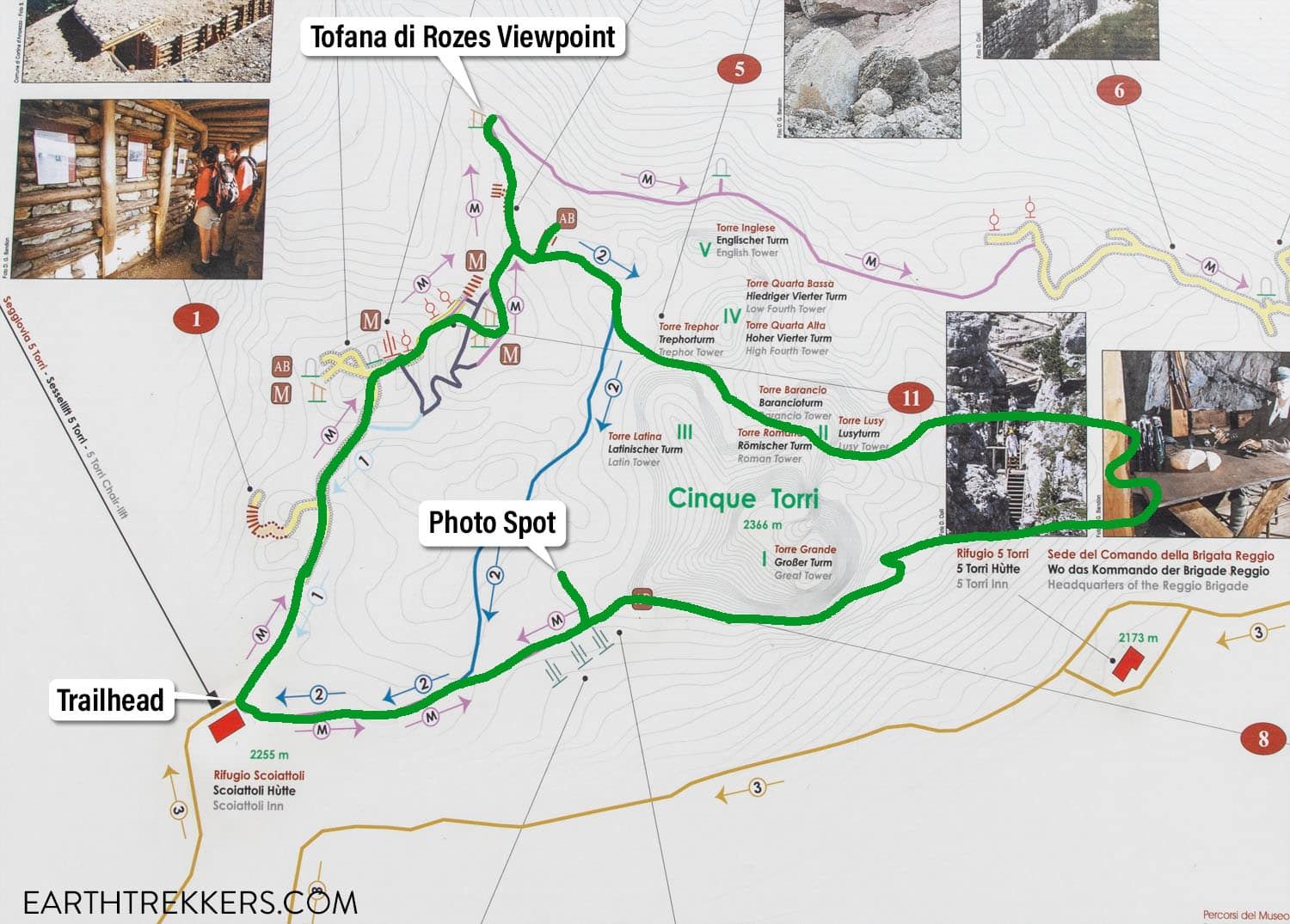 Map Cinque Torri Hike