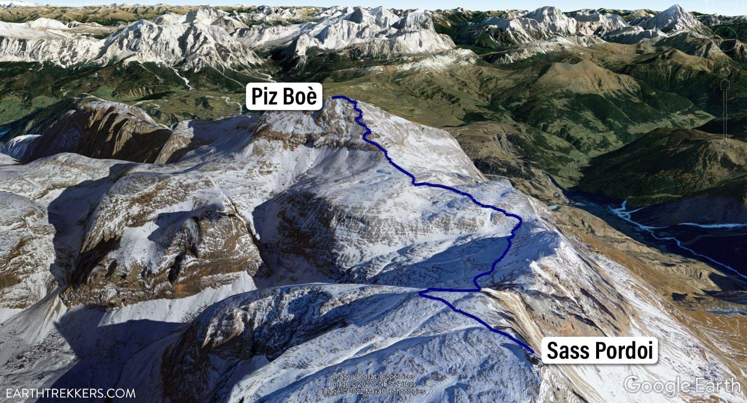Piz Boe Hike Map