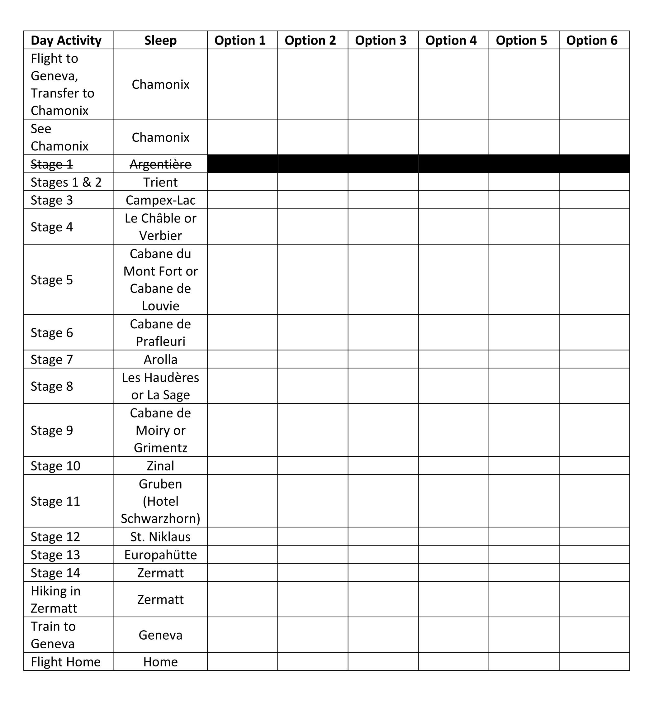 Table 1 Step1 Haute Route