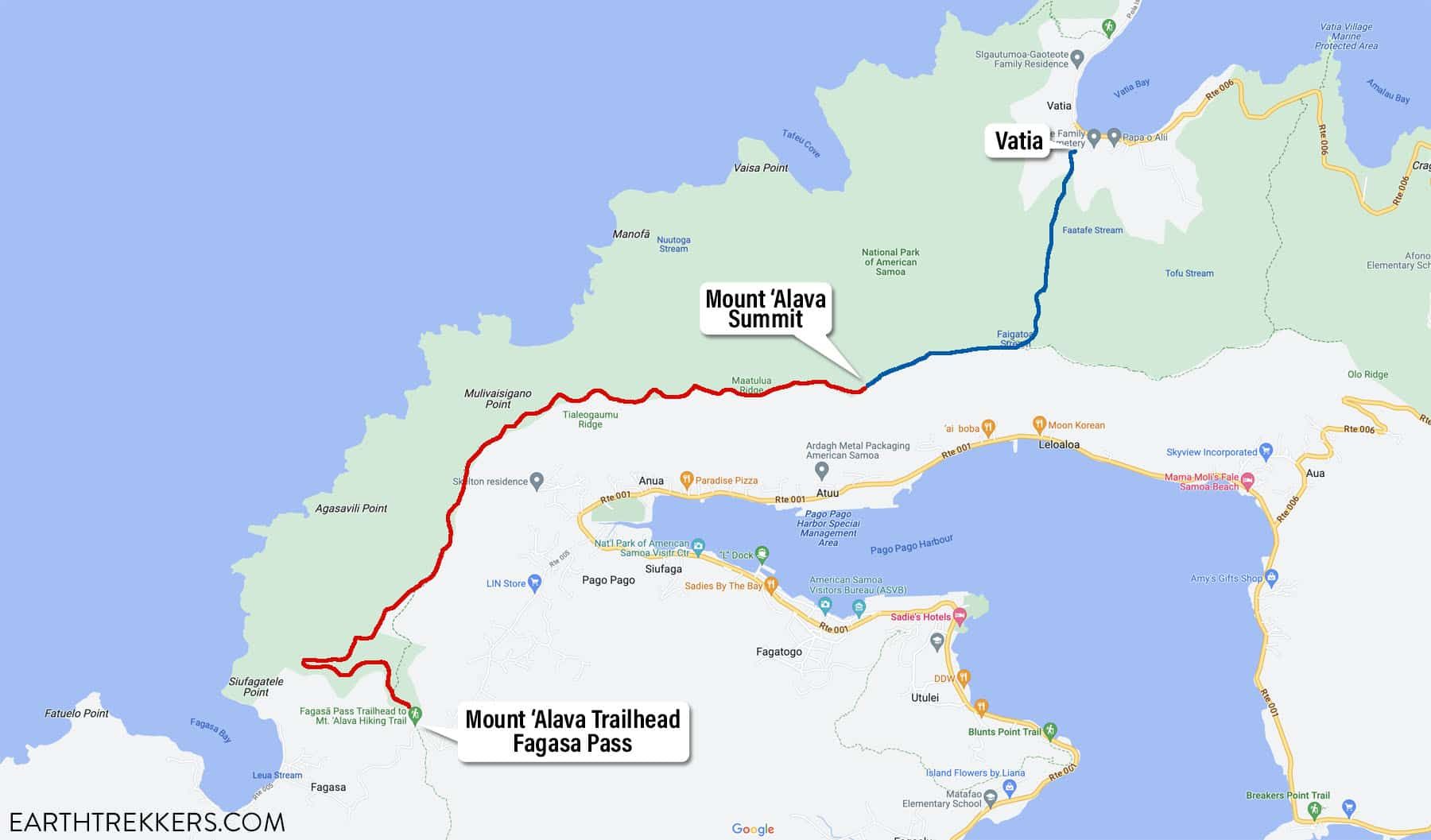 Mount Alava Hike Map