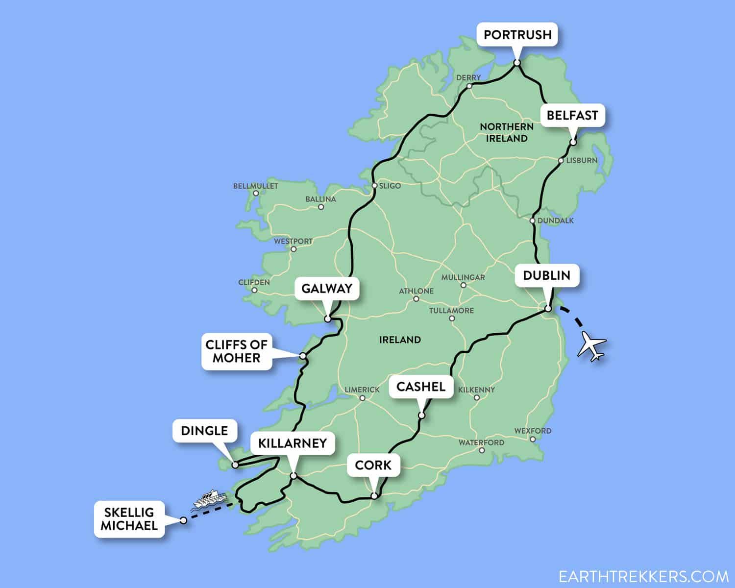 Ireland Itinerary Map