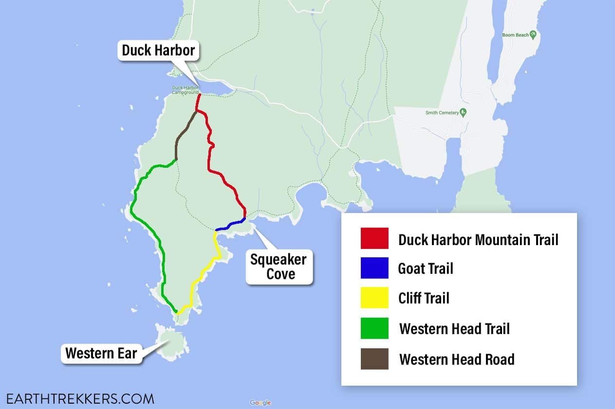 Isle au Haut Hiking Map