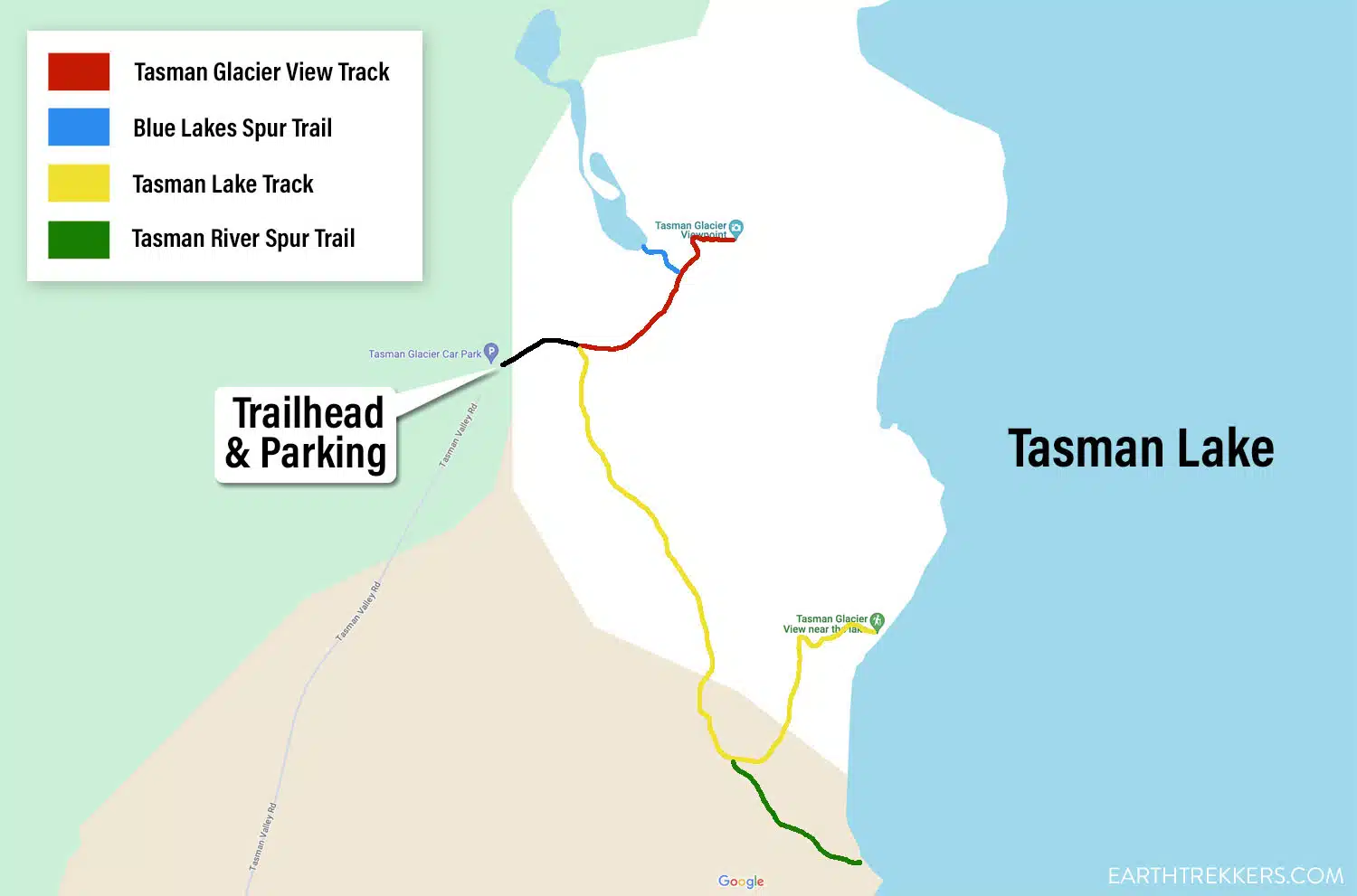 Tasman Valley Hiking Map