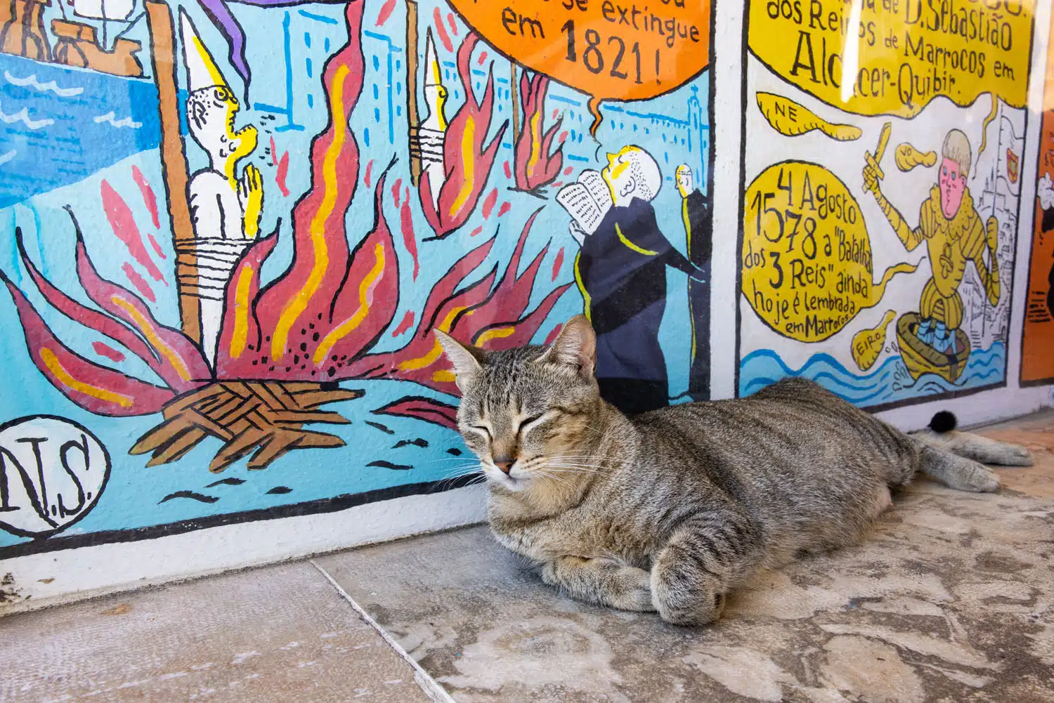 History of Lisbon Mural and Cat