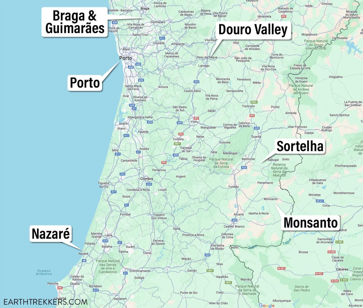 10 Day Portugal Itinerary Map Douro Valley