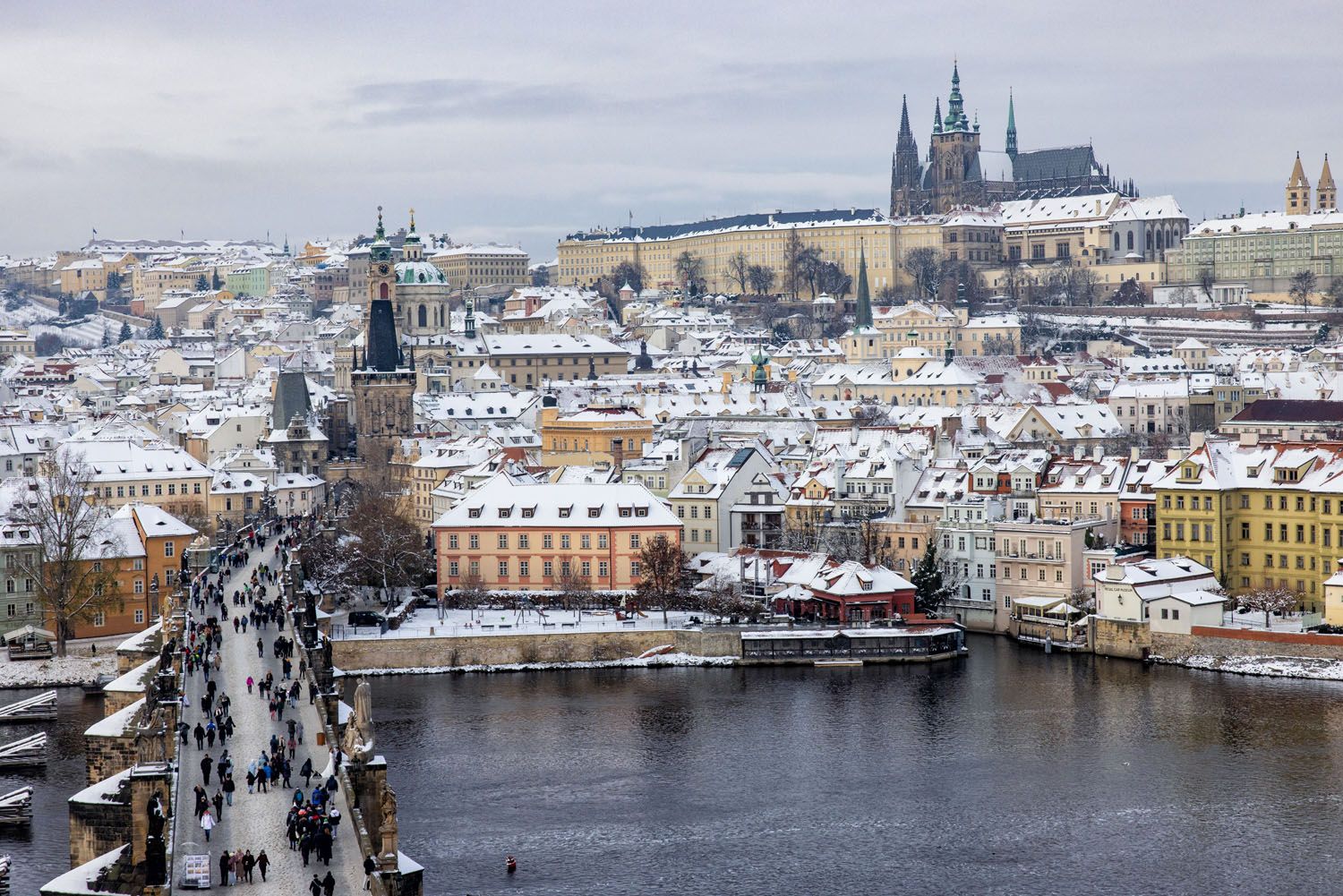 Prague in Snow in December