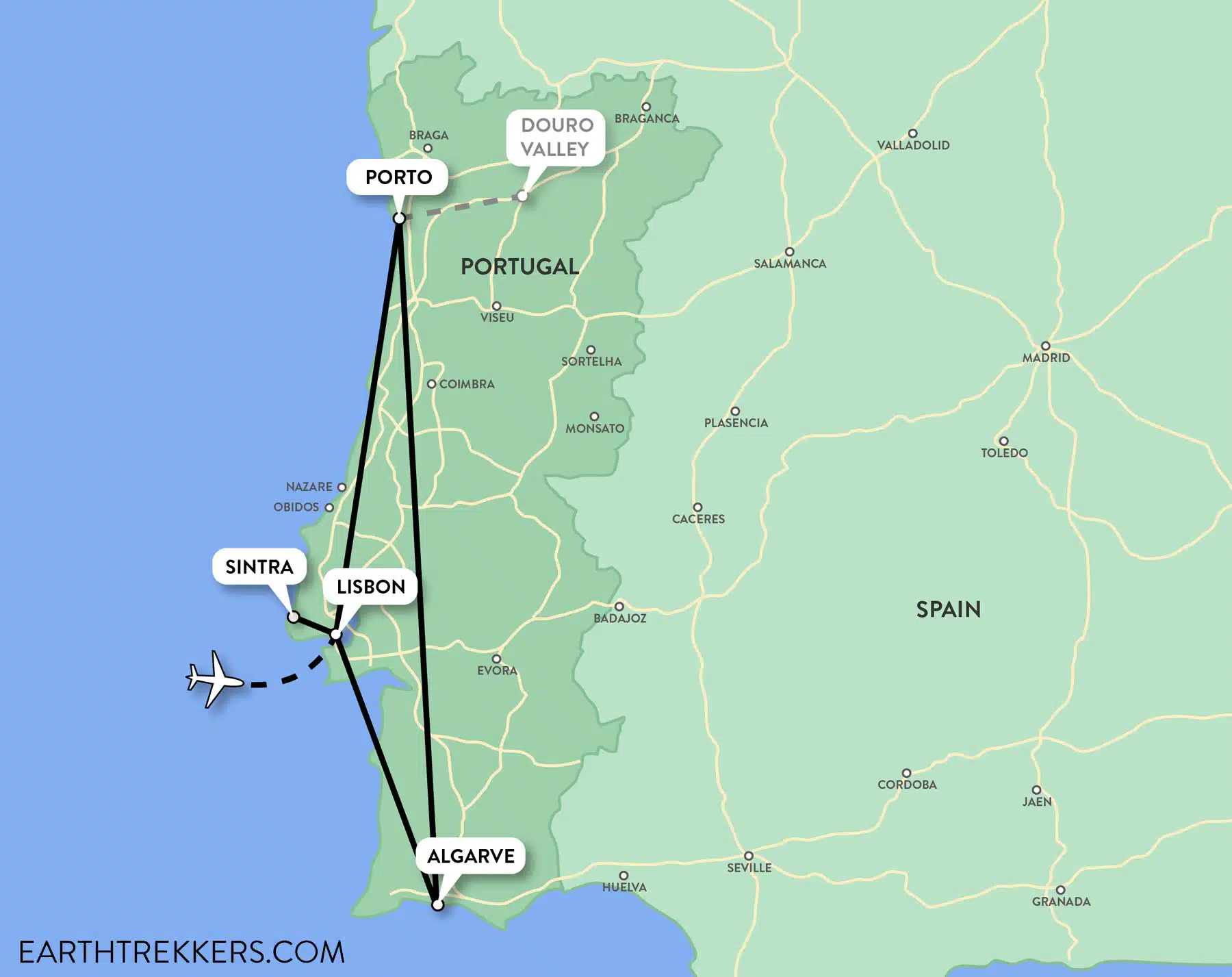 Portugal Map Lisbon Porto Algarve