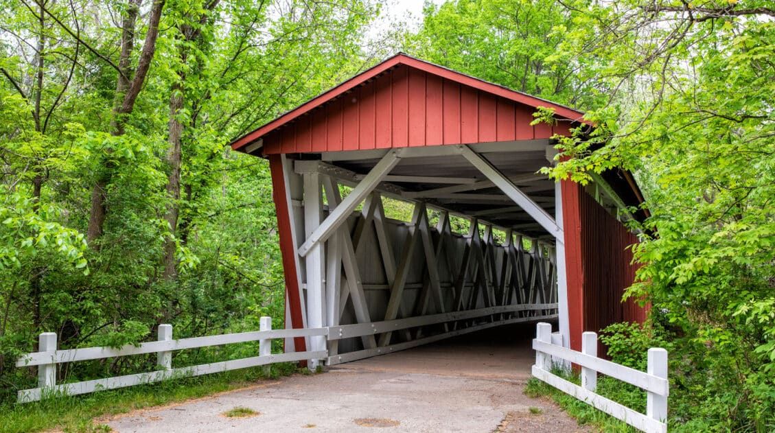 Red covered bridge in Ohio