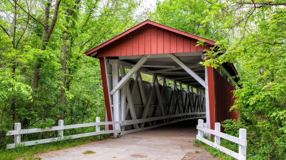 Red covered bridge in Ohio