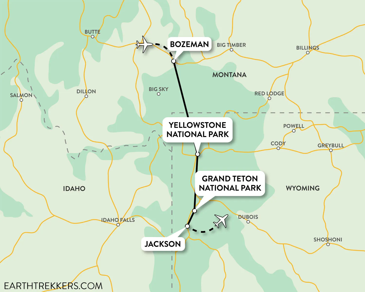 Yellowstone Grand Teton Itinerary Map
