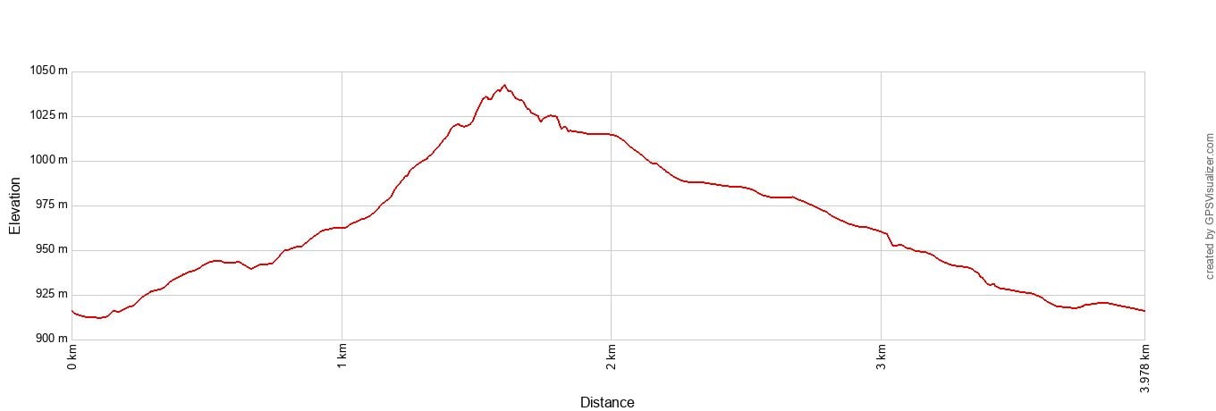 Mastodon Peak Loop Elevation Profile Metric