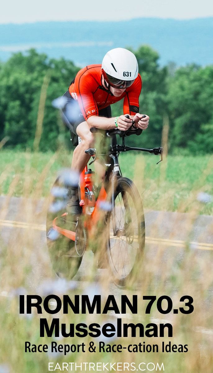 IRONMAN 70.3 Musselman race report. Swim, bike and run in the Finger Lakes region of New York. Includes travel logistics and race-cation ideas (Watkins Glen and wine regions).