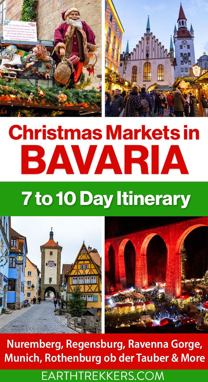How to plan a German Christmas itinerary to visit the German Christmas markets in Bavaria and Baden-Wurttemberg. Visit Munich, Regensburg, Nuremberg, Bamberg, Würzburg, Stuttgart, Ludwigsburg, Esslingen, Ravenna Gorge Christmas Market, Strasbourg, and Colmar.