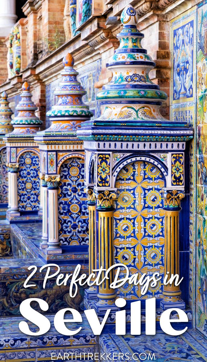 2 days in Seville, Andalusia, Spain. Royal Alacazar, Plaza de España, Cathedral, Jewish Quarter, where to eat, and where to stay.
