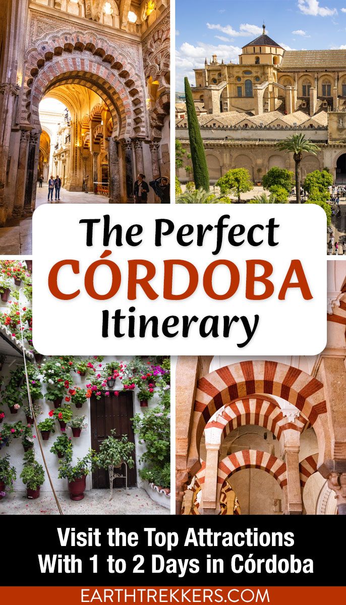 Detailed 1 and 2 day itinerary for Cordoba, Andalusia, Spain. Visit the Mosque-Cathedral, the Alcazar, the Roman Bridge, a Game of Thrones filming site, the patios, and the Jewish Quarter.
