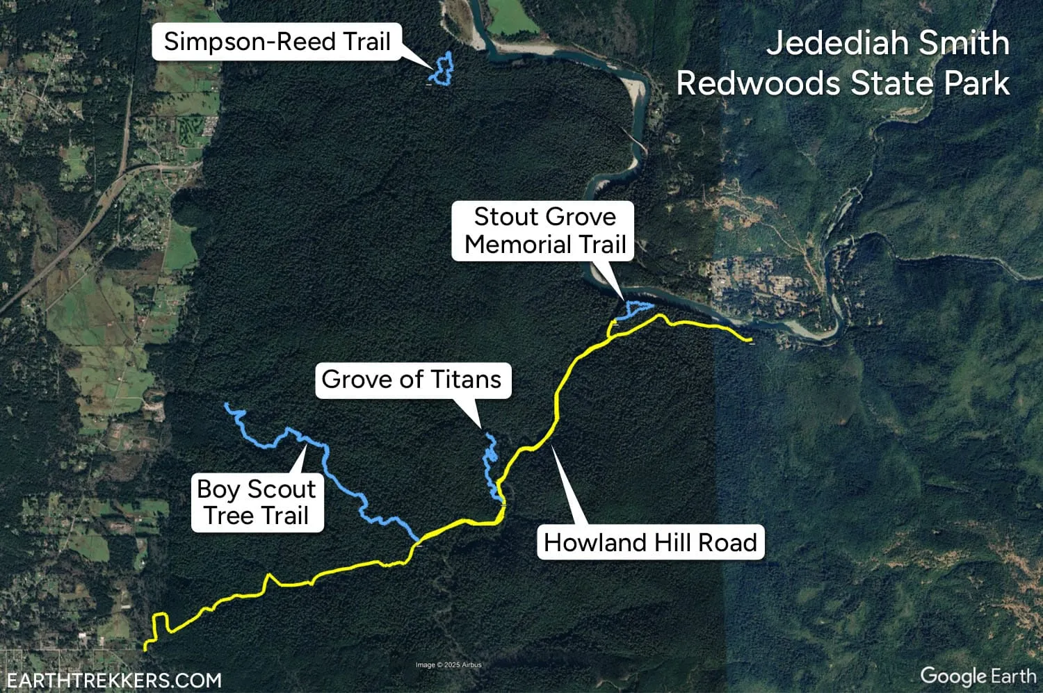 Jedediah Smith Redwoods State Park Map