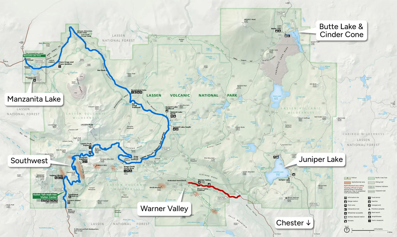 Lassen Volcanic National Park Map