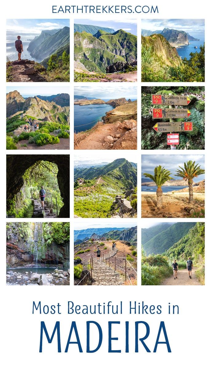 Best hikes in Madeira, Portugal. Vereda da Ponta de São Lourenço, Pico do Arieiro to Pico Ruivo, Levada do Caldeirão Verde, Vereda do Larano to Boca do Risco, and Levada das 25 Fontes