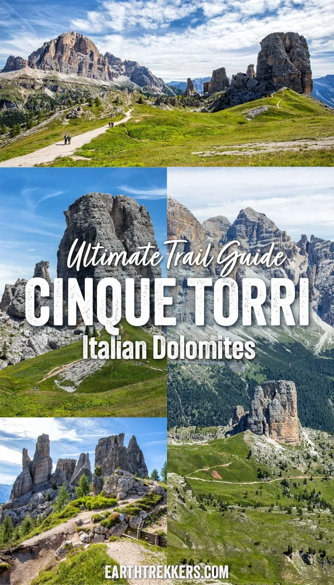 How to hike the Cinque Torri in the Dolomites of Italy. Includes elevation profile, maps, and lots of photos. Plus, how to add on Rifugio Averau and Rifugio Nuvolau.