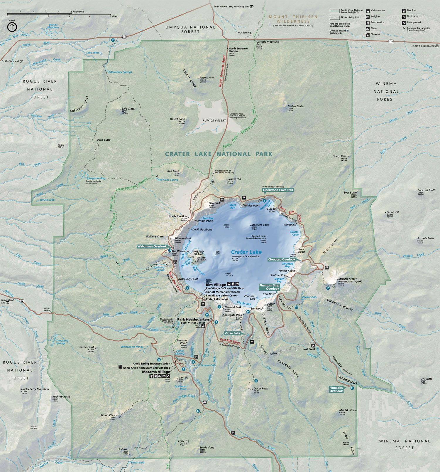 Crater Lake Map
