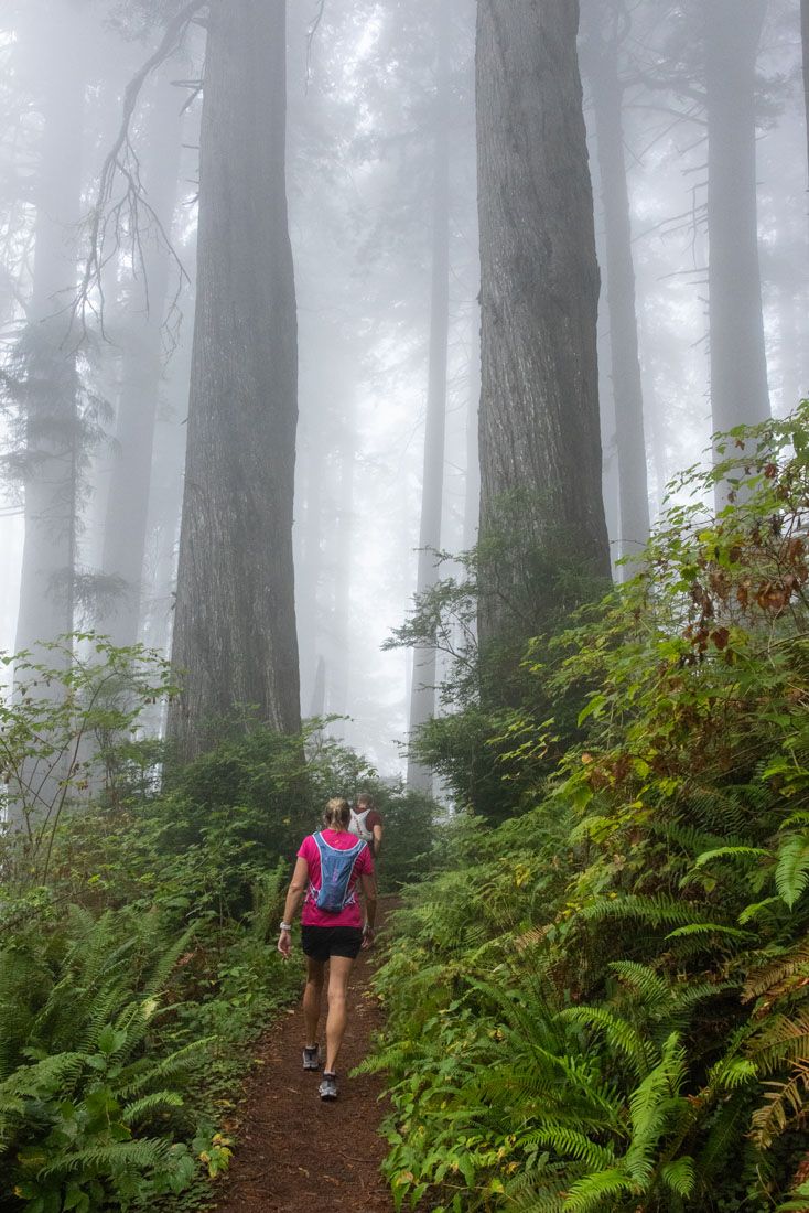 Julie on the Damnation Creek Trail hiking back to parking lot