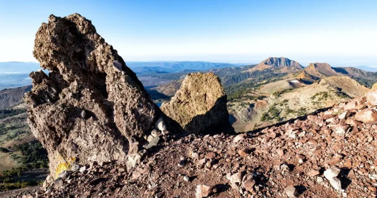 Sweeping view from the trail to Lassen Peak in Lassen Volcanic National Park