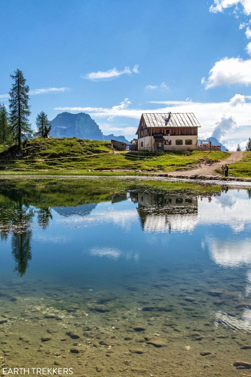 Rifugio Croda da Lago on Lago Federa, Dolomites, Italy