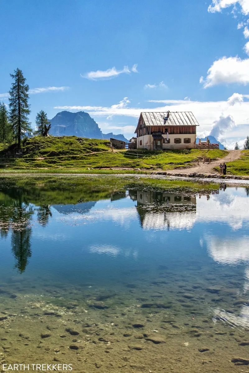 Rifugio Croda da Lago on Lago Federa, Dolomites, Italy