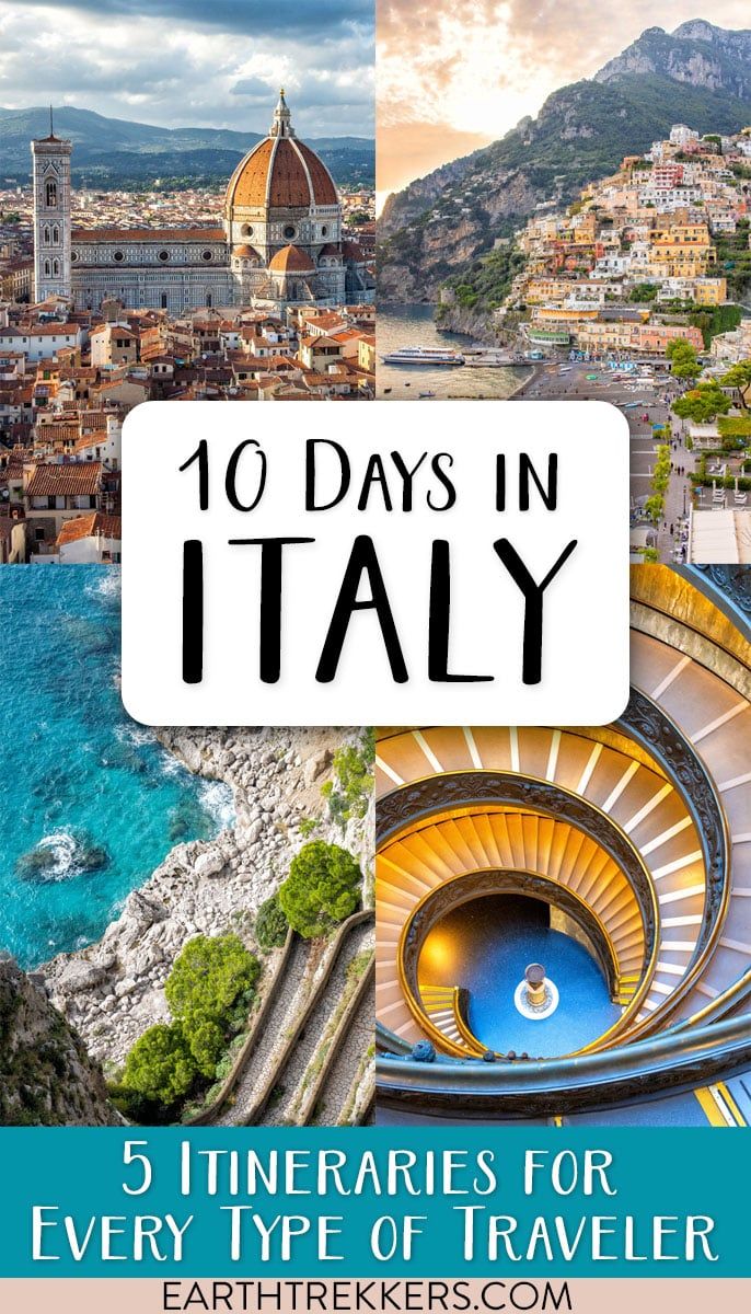 10 Days in Italy Itinerary: 5 Different Ways. Rome, Florence, Venice, Milan, Tuscany, Dolomites, Amalfi Coast, Puglia, Cinque Terre, Lake Como.