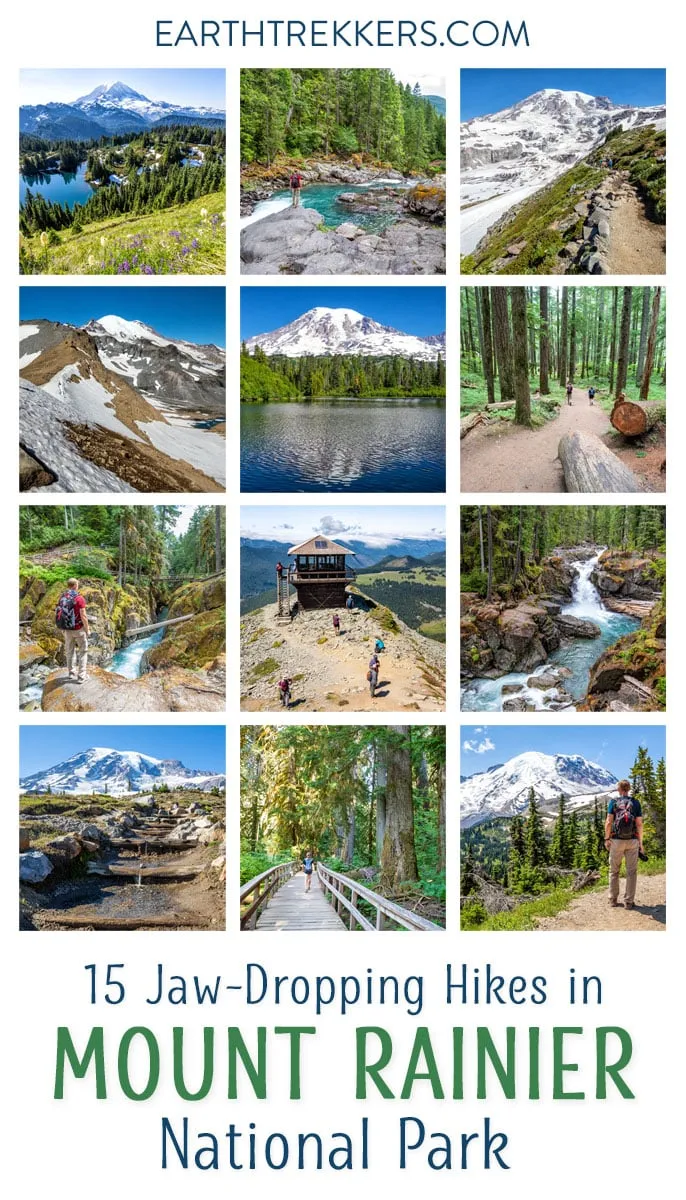 Best hikes in Mount Rainier National Park in the Sunrise, Paradise, and beyond: hike the Skyline Trail, Tolmie Peak, Grove of the Patriarchs, Mount Fremont Fire Lookout, Summerland Trail, Wonderland Trail.